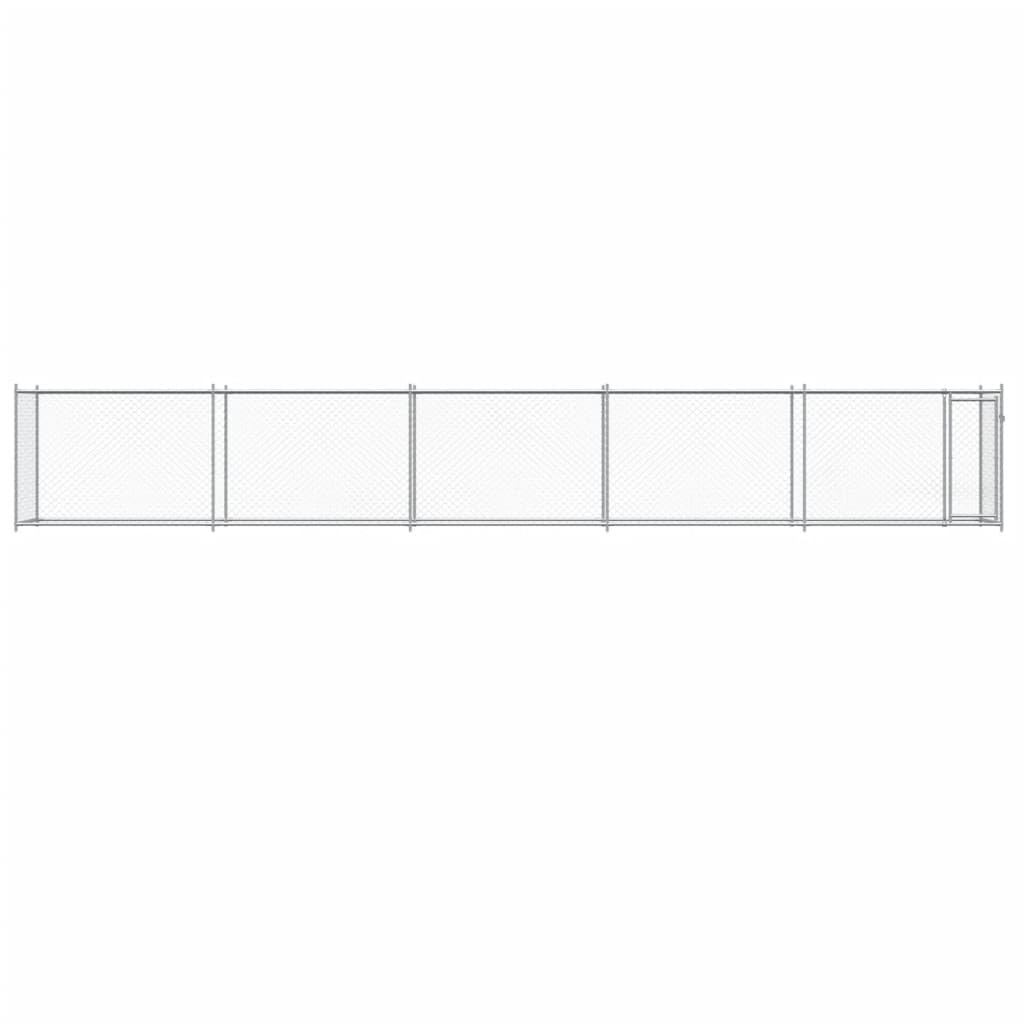 Perrera para perros con puerta, gris, 10 x 2 x 1,5 m, acero galvanizado, plegable, protección para exteriores e interiores, seguridad para perros, cachorros, parque infantil, jardín, camping