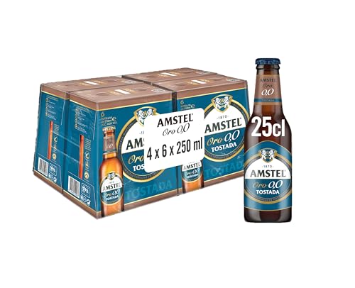Amstel Oro 0,0 cerveza tostada sin alcohol Caja 4 Pack botella, 6 x 25cl