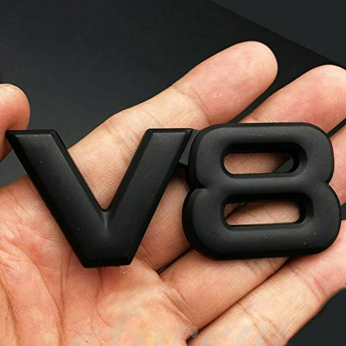 Image of 2pcs Metal Chrome V8 Vntage Car Trunk Tailgate Rear Emblem Badge Decal Stickers (Black)
