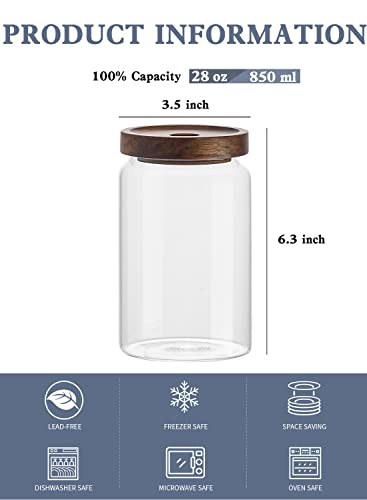Kanwone Glass Storage Containers Set Of 6, 28 Ounce Airtight Food Storage Containers With Bamboo Lids, Clear Glass Jars For Pantry, Kitchen, Flour, Sugar, Tea, Coffee, Snack, Cookies, Spice And Herbs #TOP1