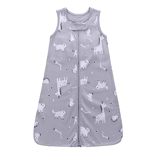 LAT LEE AND TOWN 0.5 TOG Baby Sleeping Bag 100% Cotton Baby Wearable Blanket Soft Sleeveless Unisex Toddlers Sleep Sack for Boys Girls 0-18 Months (0-6 Months Gray Giraffe)