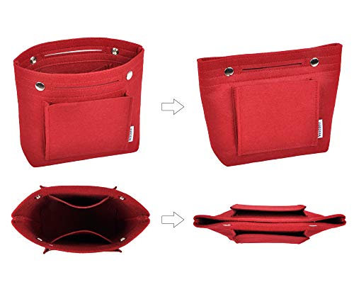 Vercord Mini Slim Small Felt Purse Organizer Insert Inside Handbag Tote Pocketbook For Women Burgundy #TOP4