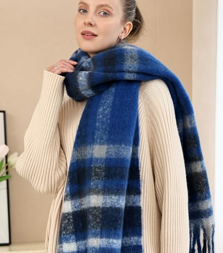 Double Couple Vintage Scarfs for Women Winter Warm Shawls and Large Scarves Cold Weather Thick Cashmere Scarfs Colorful Plaid2