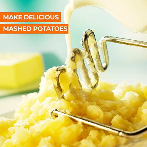 Zulay Kitchen Potato Masher Stainless Steel - Premium Masher Hand Tool And Potato Smasher Metal Wire Utensil For Best Mash For Bean, Avocado, Egg, Mini Mashed Potatoe, Banana & Other Food #TOP3