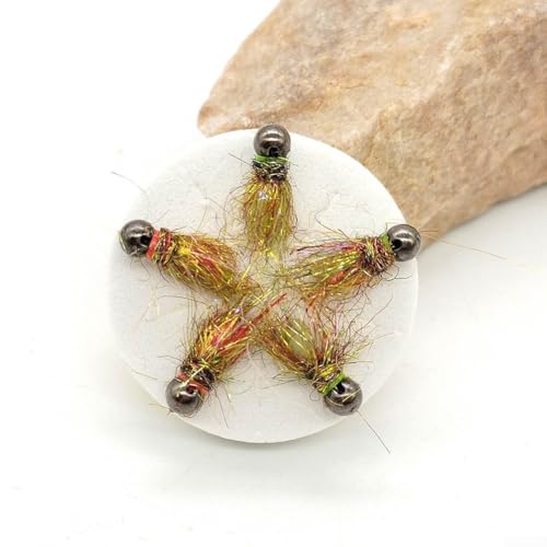 Hasaller 5Pcs Fly Hook Trout Fishing Lures Bead Head Flash Back Prince Nymph Fly Fishing Flies Head European Nymph Fly Hook(16# for PINK) - Image 3