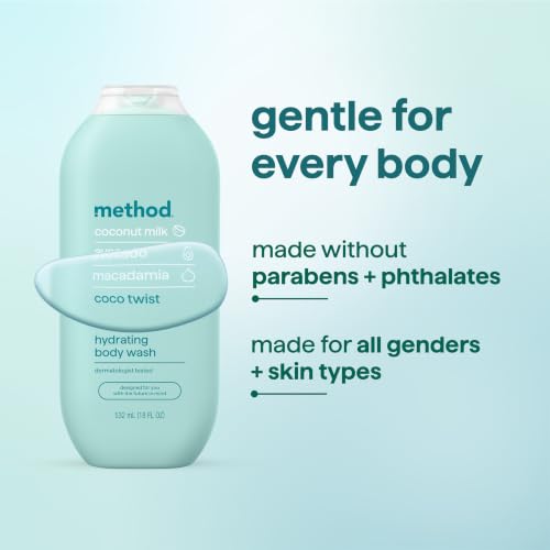 Image of method Body Wash, Coco Twist, 18 fl oz | Soothing Formula, Leaves Skin Feeling Soft & Moisturized, Made Without Parabens, Notes of Coconut Milk, Avocado & Macadamia