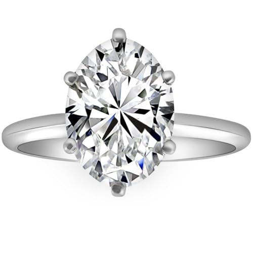 Certified 1-5Ct Oval Diamond Solitaire Engagement Ring Gold/Platinum Lab Created - Size 4.5