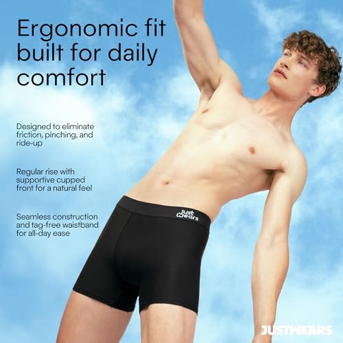 JustWears Boxer Briefs - Pack of 3 | Anti Chafing, No Ride Up, Organic Underwear for Men | For Everyday Wear or Sports2