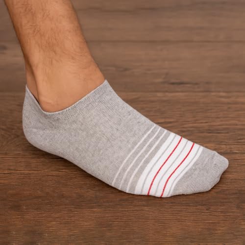 Image of 6 Pairs Multicolor lining Design Cotton Ankle Length Socks for Men & Women | Combed Cotton with Extra Soft Ankle Length | Suitable for all Season | Multicolor | Free Size | Pack of 6 Pairs