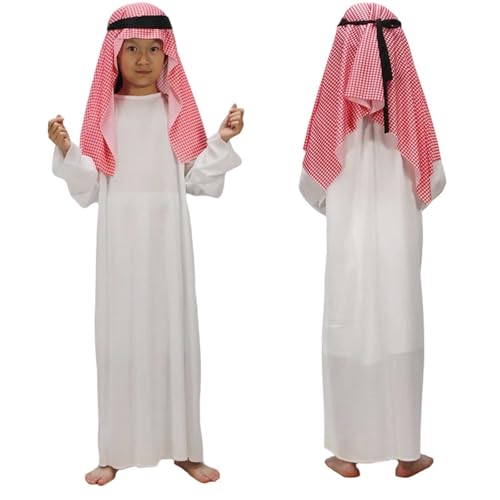 Generisch Josef Disfraz para niños y jóvenes, elegante, tradicional, árabe, disfraz de pastor, disfraz de Navidad, con detalles de Abaya, para edades 6 a 13