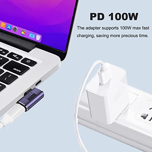 Image of MICROWARE Right Angle USB C Adapter, 40Gbps USB C Adapter, 90 Degree Type-C Male to Female Adapter, USB C Splitter Adapter Support 8K Video Display 100W Charging for Thunderbolt, USB C Mobile Phone