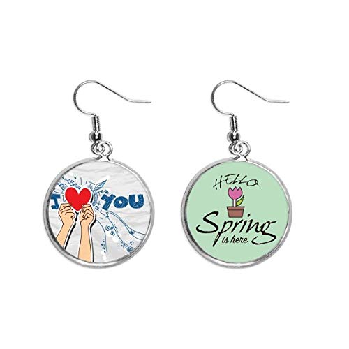 Pendientes de San Valentín corazón signo te amo colgante decorativo joyería de primavera