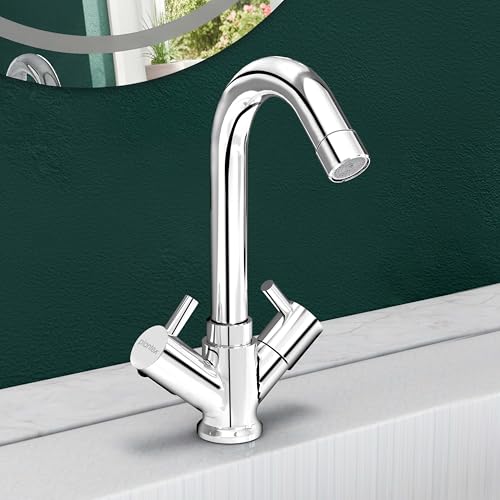 Image of Plantex Brass Spindle Basin Mixer /Wash Basin Tap with Water Saving Nozzle /Sink Tap for Kitchen Basin with Teflon Tape -(MKS-1270-Chrome)