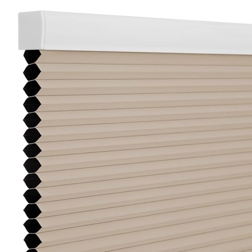 Image of Changshade Blackout Blinds, Cordless Cellular Shades, Honeycomb Blackout Shades, Room Darkening Blinds, Pull Down Window Shades, Easy to Install Honeycomb Window Blinds, 36" W x 72" H, Beige