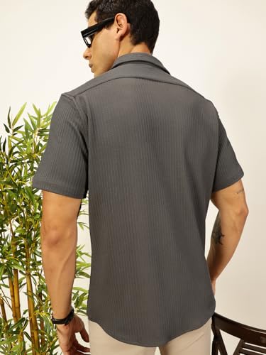 Image of Thomas Scott Men's | Solid | Half Sleeve | Slim Fit | Cotton Blend | Spread Collar | Casual Shirt