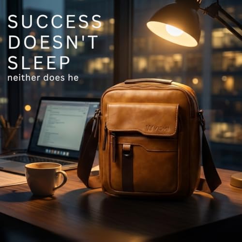 Image of VISMIINTREND Leather Sling Bag for Men Travel | Side Shoulder Messenger Bag for Man | Fits 10 inch ipad | Corporate Gifts for Men | Birthday Gift for Husband /Father | Premium