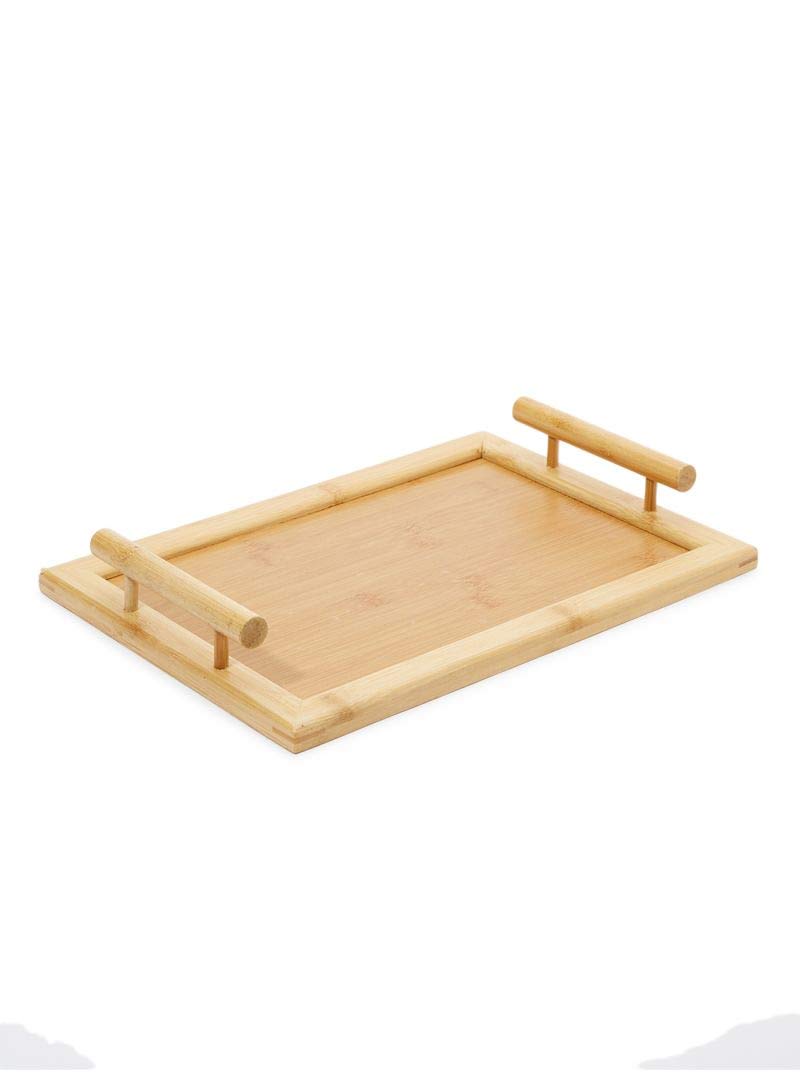 Serving Tray for Breakfast, Drinks, Snack. Wooden, Beige, Rectangular. Perfect For Kitchen, Hotels, Bars. Bed Table Tray Platters Food Serving Tray