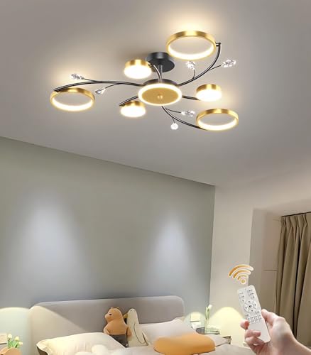 Plafonnier LED cristal dimmable avec télécommande salon 7 têtes