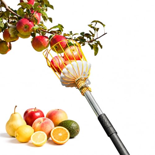 BlumeTrec 6.5FT Fruit Picker with Basket Apple Picking Tool 3577 Inch Adjustable Pole Long-Handle Mango Grabber Tree Fruit Catcher for Harvesting Lemon Pear Orange Avocado Peach Citrus Grapefruit