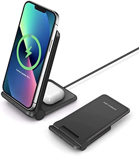 20W Wireless Charger FDGAO Foldable Wireless Charging Station 2 in 1 Fast Charger Stand for Samsung Galaxy S22/S21/S20/S10/S10+/Note20/Galaxy Buds; iPhone 14 Pro Max/14 plus/13/12/11/XS/XR/8/Airpods