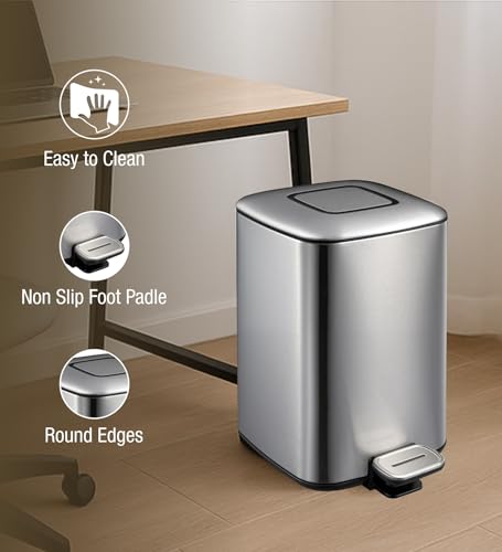 Image of Obsessions Stainless Steel Step Dustbin With Fingerprint Resistant, 6 Litres, Metallic