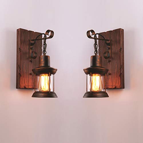 LightInTheBox Single Head Industrial Vintage Retro Wooden Metal Painting Color Wall lamp Wall Light Sconces Lighting Fixture for Home / Hotel / Corridor Decorate 110-120V 60W 2PCS