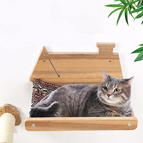 Katzen Kletterwand,Inkl Katzen Hängematte zur Wandmontage & 2 *Kletterstufe , Kratzbäume und Sitzstangen zum Schlafen, Spielen, Klettern und Faulenzen – Modernes Katzenbett und Möbel - Image 6