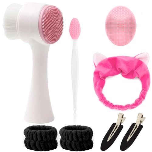 Tecerrity Facial Cleansing Brush Set- 8Pcs Face Washing Daily Tools