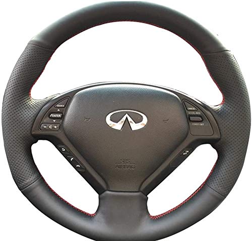 Loncky Black Genuine Leather Steering Wheel Cover - Infiniti G37/G35/EX35/EX25/Q60/QX50/Q40/IPL G Accessories
