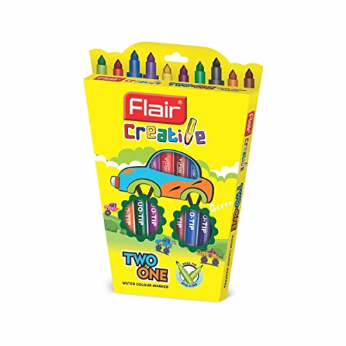 Image of Flair Creative Series 10 Vibrant Colorful Shades Hotline Fineliner & 10 Bright Multicolor Shades 2-In-1 Watercolor Pen Art Combo | Ideal for Mandala, Sketching, Doodling, Journal, Coloring, Painting
