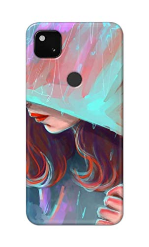 Image of PRINTFIDAA Pretty Woman Under The Umbrella Painting Printed Designer Hard Case for Google Pixel 4A (4G) Back Cover -(e) RPM1007