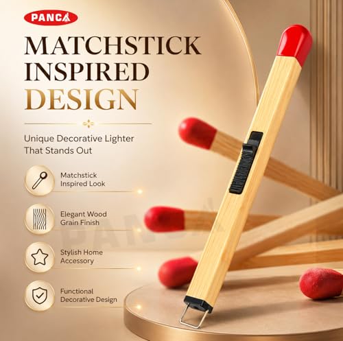 Image of PANCA Match Stick Shaped Gas Lighter for Kitchen | Long Handle Butane Gas Lighter for Stove, Candle & BBQ | Windproof Flame Lighter, Refillable Multipurpose Lighter for Outdoor Use & Home