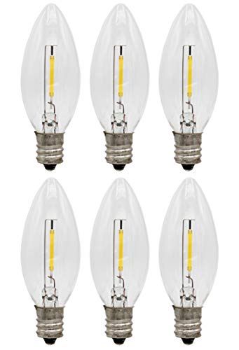 Creative Hobbies 6-Pack LED Replacement Light Bulbs for Electric Candle Lamps, Window Candles, Chandeliers - 4W 5W 6W 7W Incandescent Equivalent Candelabra, Clear, Steady Burning, 120v