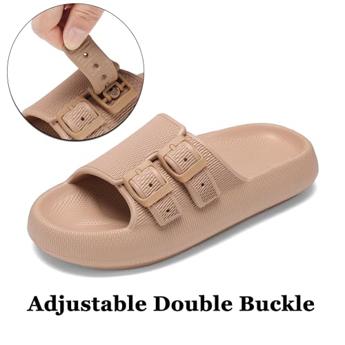 HQUEC Buckle Sandals for Women and Men Adjustable EVA Flat Slids Comfortable Pillow Slippers4