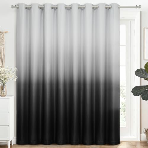 Image of SimpleHome Ombre Gradient Black White to Gray Curtains for Bedroom,100Wx84L | Room Darkening Curtains,Light Blocking Thermal Insulated Grommet Window Curtains for Living Room,1 Panel,84 Inches Length