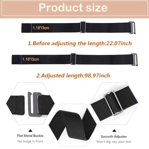 4 pcs No Show Invisible Women Flat Belts,Elastic Stretch Waist Belt with Flat Buckle for Jeans Pants Dresses2