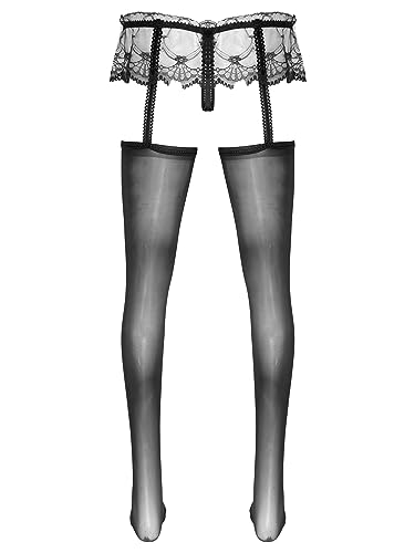 Mens Sissy Sheer Lace Skirted Cutout Pantyhose Bulge Pouch G-String Stockings Nightwear2