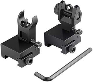 Feyachi Flip Up Rear Front and Iron Sights Best Backup fits Picatinny & Weaver Rails Black