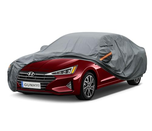 Image of GUNHYI Premium Car Cover Custom Fit Hyundai Elantra, 16 Layers Heavy Duty Car Cover Waterproof All Weather with Zipper Door for Sun Rain Snow Dust Uv Protection