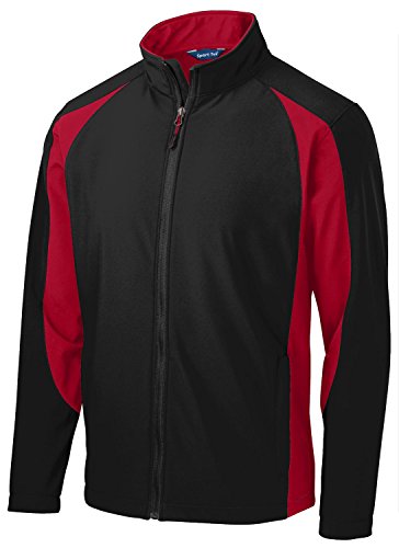 SPORT-TEK Men's Colorblock Soft Shell Jacket S Black/True Red