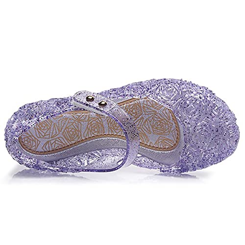 Princess Shoes Girls Sandals Jelly Mary Jane Dance Party Cosplay Shoes for Kids Toddler Flat Thong Sandal (Purple, 13)3