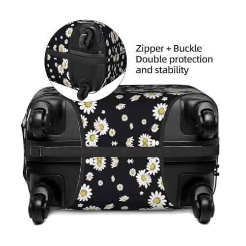 White Daisy Print Luggage Suitcase Cover Protector Luggage Washable Covers With Concealed Zipper4