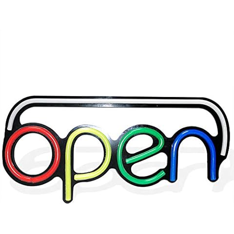 DECO 20 x 10 inches Oval LED Open Sign Matte Black Base and Ultra Bright LED Flex Neon for Shop Windows Sign (Multicolor 20") Cover