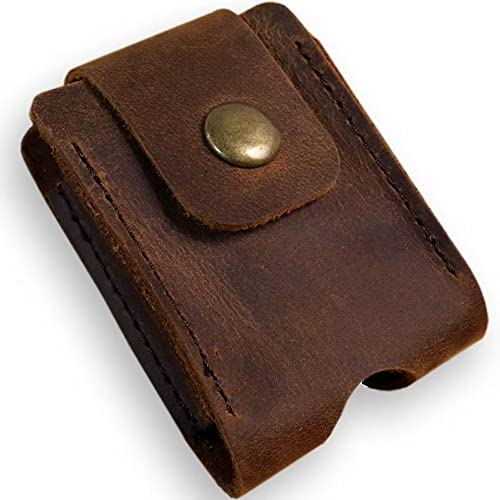 Berfea Étui Housse de Protection en Cuir véritable pour Briquet Zippo et Autre Briquet，avec Ceinture Titulaire