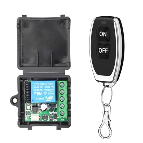 Gebildet 433Mhz Universale Telecomando Wireless Interruttore DC 12V 1CH Modulo Ricevitore Relè Trasmettitore RF Momentaneo Toggle Latch per LED,Pompa,Auto (Trasmettitori 2Pulsanti+1Ricevitore 1CH)
