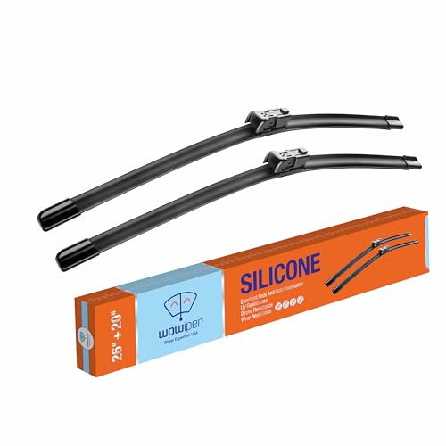 Image of Silicone Wiper Blades 26 inch + 20 inch Automotive Replacement Windshield Wiper Blades for VOLVO XC60 2010-2017 XC70 2008-2016Premium All-Seasons OEM Quality Wipers for Front Windshield(Set of 2)