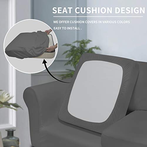 Image of Easy-Going 4 Pieces Stretch Soft Couch Cover for Dogs - Washable Sofa Slipcover for 3 Separate Cushion Couch - Elastic Furniture Protector for Pets, Kids (Sofa, Grey, Large) | Sofa Slipcover for Stretch 3 Separate Sectional Cushion Couch - Furniture Protector for Pets, Kids Grey