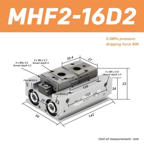 Pince pneumatique MHF2-16D2 double effet de préhension parallèle