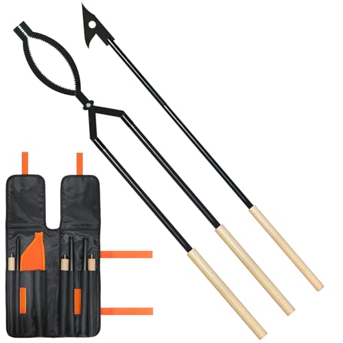 USENIOR 42" Fire Tongs Firewood Log Grabbers and Fire Poker