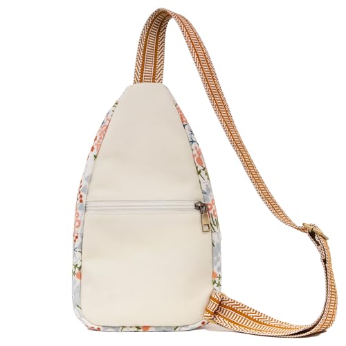 Image of SILKAREA Vintage Embroidered Floral Ethnic Backpack for Women Handbag Shoulder Bag Mini Travel Purse (Flower Sea White)